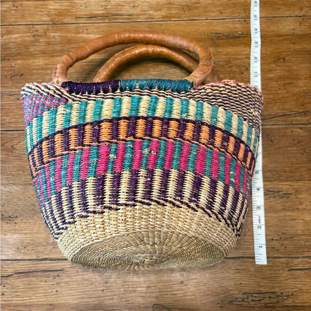 Handmade African Bolga Woven Market Basket Bag